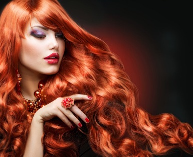 Wavy Red Hair. Fashion Girl Portrait