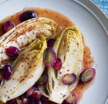 Chicory with grapes, honey and mustard.