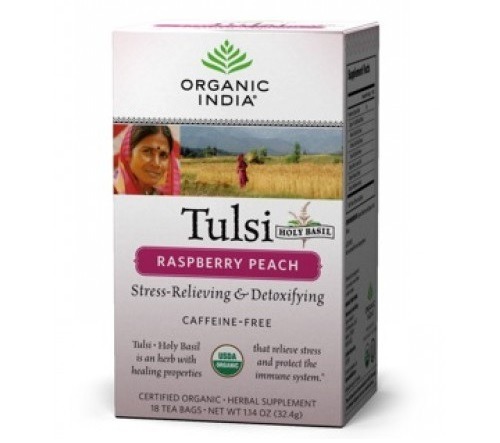 Organic India herbata Tulsi Malinowo - Brzoskwiniowa 