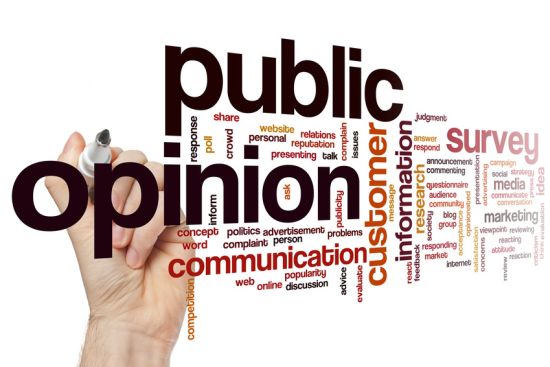 Public opinion concept word cloud background