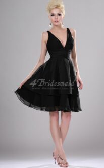 a-line-v-neck-short_mini-black-chiffon-formal-dresses(bd381)
