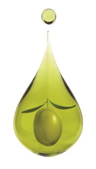 Drop of olive oil with olives inside. 3d illustration