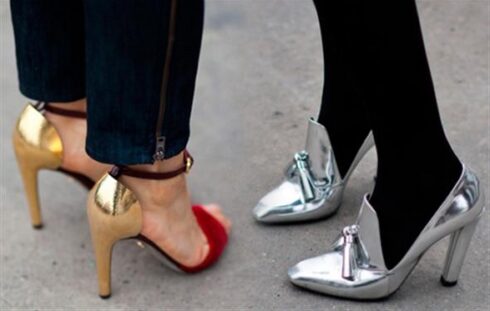 metaliczne buty