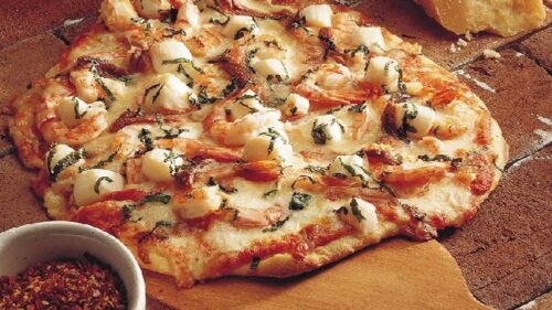 pizza owoce morza, romantyczna kolacja