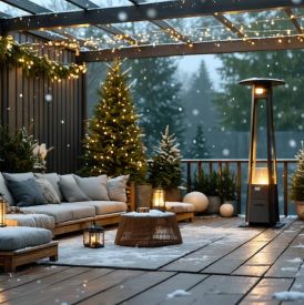 Zimowy taras pełen uroku – jak stworzyć przytulne miejsce mimo chłodu