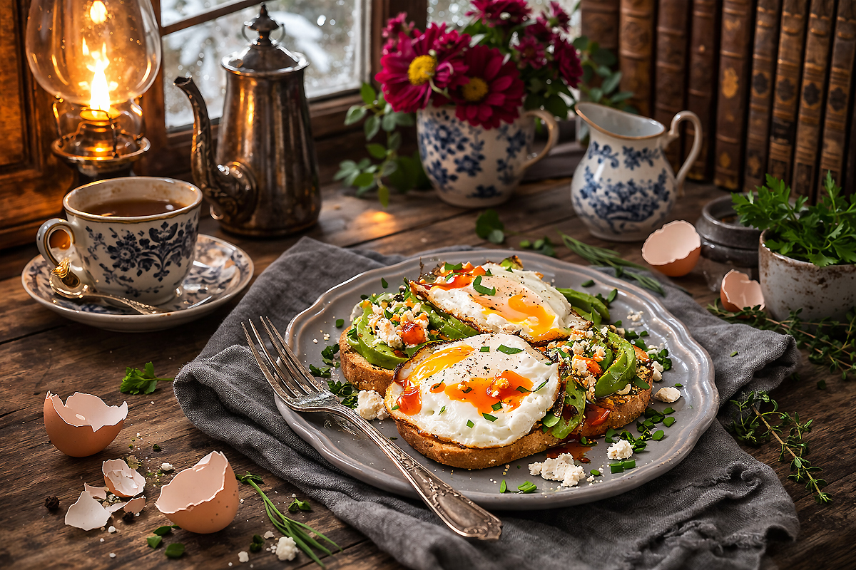 Grzanki z jajkiem, awokado i fetą