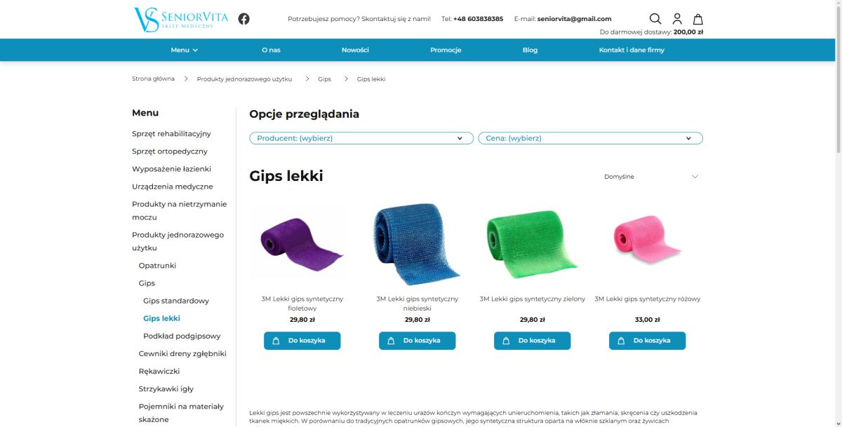 Lekki gips - Sklep medyczny SeniorVita